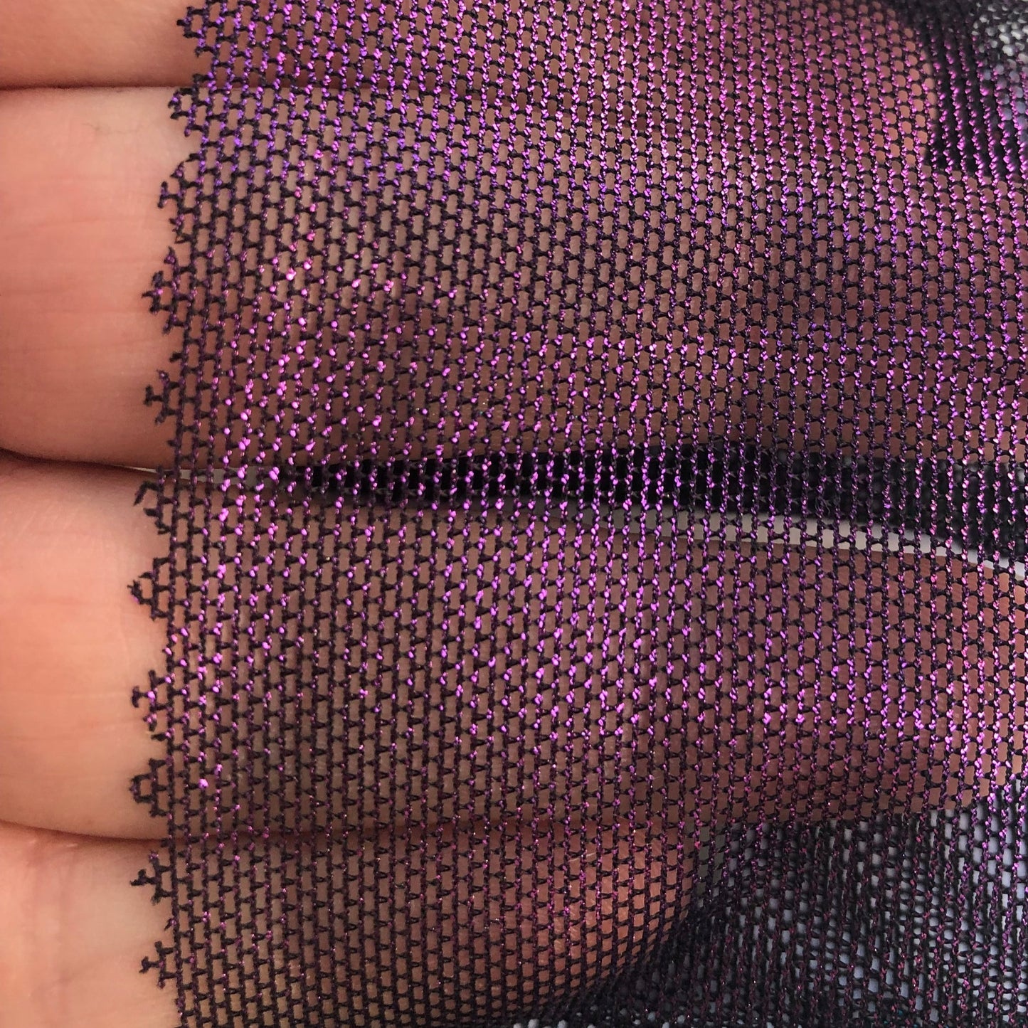 Purple on black metallic mesh