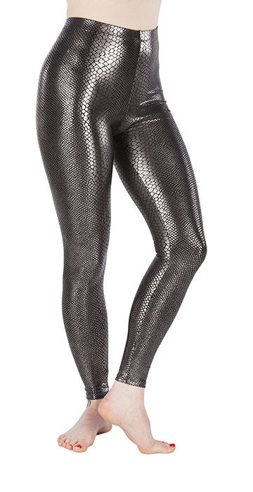 Silver Snakeskin Spandex Leggings