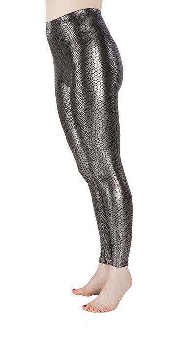 Silver Snakeskin Spandex Leggings