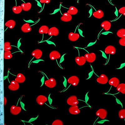 Black Spandex Leggings With Cherries On Top