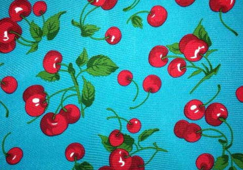 Blue Spandex Leggings With Cherries Print
