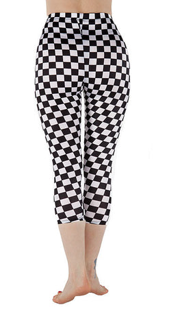 Black and White Checkered Spandex Capri