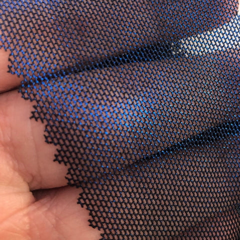 Blue on black metallic mesh