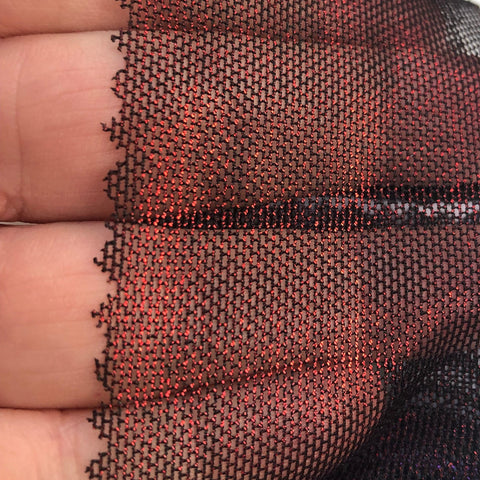 Red on black metallic mesh