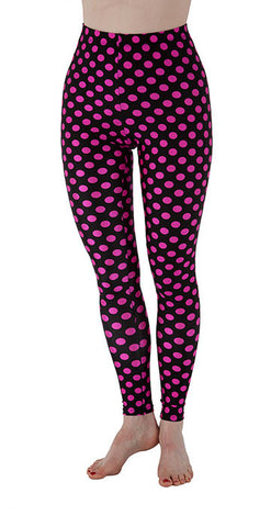 Black and Pink Dots Spandex Leggings