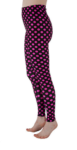 Black and Pink Dots Spandex Leggings