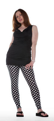 Black and white polka dot spandex leggings by Tasty Tiger