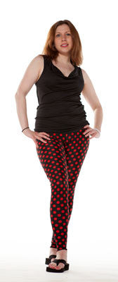 Black and Red Polka Dot Women's Spandex Leggings by Tasty Tiger